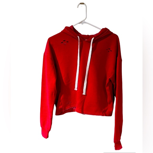 Red Crop Top Hoodie, Size XS, by Colsie - Picture 1 of 4